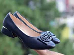 Women's Square Buckle Block Heel Pumps - Available at AfnoBazar Nepal