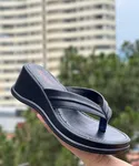 Women's Wedge Flip Flops - White and Black - Available at AfnoBazar Nepal