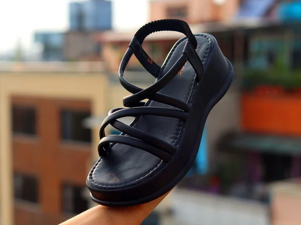Women's Cross Strap Platform Wedge Gladiator Sandals - Black - Available at AfnoBazar Nepal