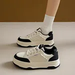 Women's Quilted Leather Platform Sneakers - White and Black - Available at AfnoBazar Nepal