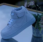 Women's High-Top Sneakers with Ankle Strap - White - Available at AfnoBazar Nepal
