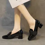 Women's Soft Block Heel Loafer Pumps - Khaki - Available at AfnoBazar Nepal