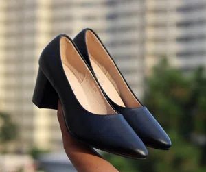 Women's Square Toe Block Heel Pumps - Available at AfnoBazar Nepal