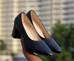 Women's Square Toe Block Heel Pumps - Available at AfnoBazar Nepal