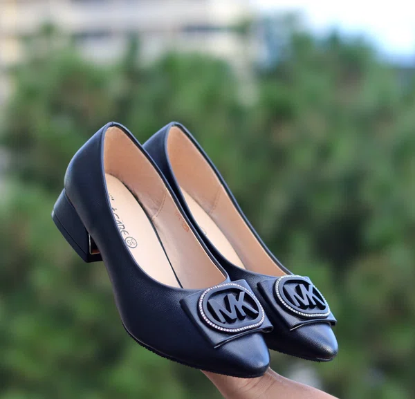 Women's Square Buckle Block Heel Pumps - Available at AfnoBazar Nepal