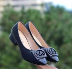 Women's Square Buckle Block Heel Pumps - Available at AfnoBazar Nepal