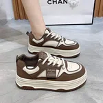 Women's Genuine Leather Lace-Up Platform Sneakers - Black and Brown - Available at AfnoBazar Nepal