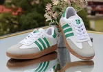 Women's Retro Three-Stripe Sneakers - White and Green - Available at AfnoBazar Nepal