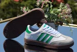 Women's Retro Three-Stripe Sneakers - White and Green - Available at AfnoBazar Nepal