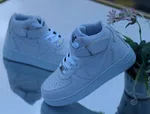Women's High-Top Sneakers with Ankle Strap - White - Available at AfnoBazar Nepal