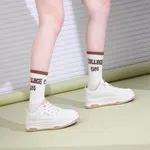 Women's Leather Platform Sneakers - Off White and Beige - Available at AfnoBazar Nepal