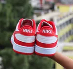 Women's Low-Top Sneakers with Red Laces - Red and White - Available at AfnoBazar Nepal
