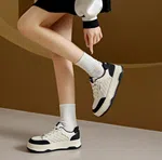 Women's Quilted Leather Platform Sneakers - White and Black - Available at AfnoBazar Nepal