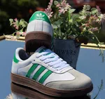 Women's Retro Three-Stripe Sneakers - White and Green - Available at AfnoBazar Nepal
