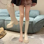 Women's Leather Knee-High Platform Knight Boots - Available at AfnoBazar Nepal