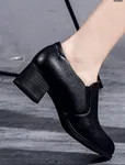 Women's Soft Leather Block Heel Pumps for Office and Casual Wear - Black and Brown - Available at AfnoBazar Nepal