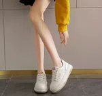 Women's Leather Thick Sole Platform Sneakers - Cream - Available at AfnoBazar Nepal