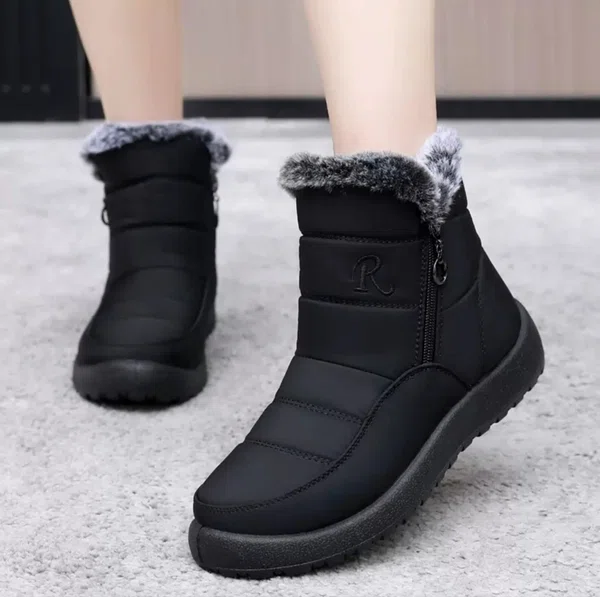 Women's Fur-Lined Zip Winter Boots - Available at AfnoBazar Nepal