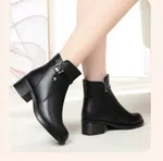 Women's Fur-Lined Square Heel Platform Ankle Boots - Available at AfnoBazar Nepal