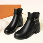 Women's Fur-Lined Square Heel Platform Ankle Boots - Available at AfnoBazar Nepal