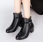 Women's Soft Leather Block Heel Platform Ankle Boots - Available at AfnoBazar Nepal