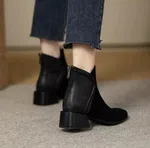 Women's Soft Leather Platform Block Heel Ankle Boots - Available at AfnoBazar Nepal