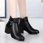 Women's Soft Leather Block Heel Platform Ankle Boots - Available at AfnoBazar Nepal