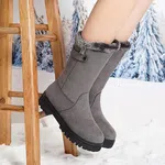 Women's Mid Heel Zip Snow Boots - Grey - Available at AfnoBazar Nepal