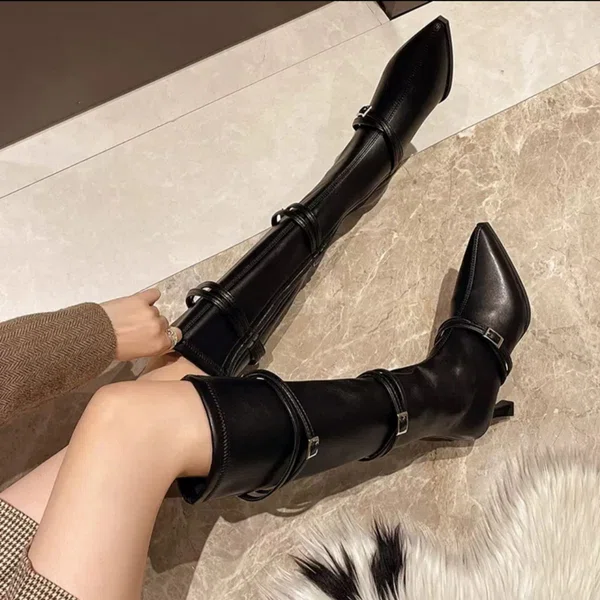 Women's Buckle Side Zip Over-the-Knee Platform Boots - Available at AfnoBazar Nepal
