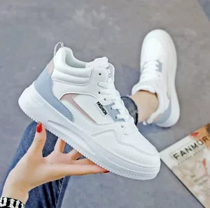 Women's White High-Top Skate Sneakers - Available at AfnoBazar Nepal