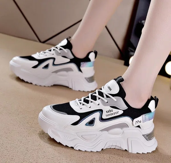 Women's Korean Style Lace-Up Platform Casual Shoes - Black - Available at AfnoBazar Nepal
