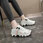 Women's Korean Style Chunky Sneakers with Orange Tape Detail - White - Available at AfnoBazar Nepal