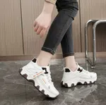 Women's Korean Style Chunky Sneakers with Orange Tape Detail - White - Available at AfnoBazar Nepal