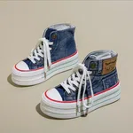 Women's Denim High-Top Platform Sneakers - Dark Blue - Available at AfnoBazar Nepal