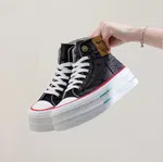 Women's Korean Style Mesh Thick Heel Sneakers - Black - Available at AfnoBazar Nepal