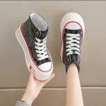 Women's Korean Style Mesh Thick Heel Sneakers - Black - Available at AfnoBazar Nepal