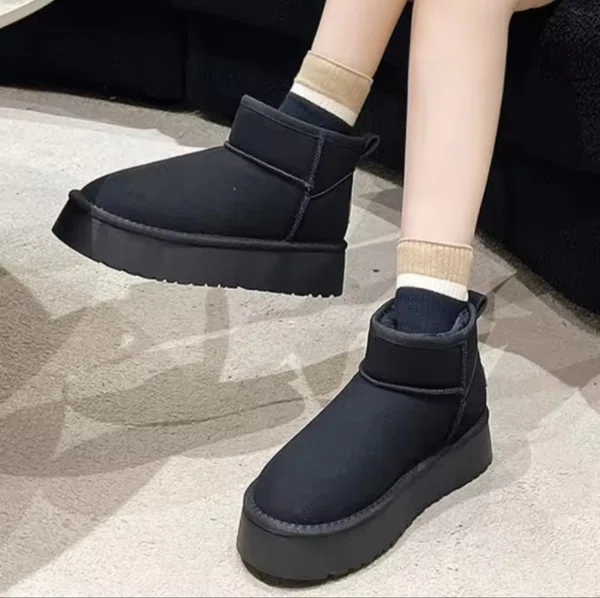 Women's Suede Fur-Lined Short Winter Boots - Available at AfnoBazar Nepal