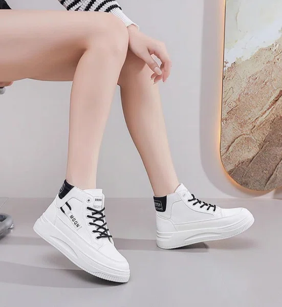 Women's Korean Style High-Top Canvas Sneakers - Available at AfnoBazar Nepal