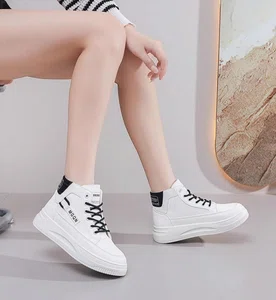 Women's Korean Style High-Top Canvas Sneakers - Available at AfnoBazar Nepal
