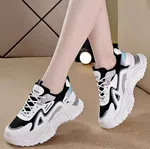 Women's Korean Style Lace-Up Platform Casual Shoes - Black - Available at AfnoBazar Nepal