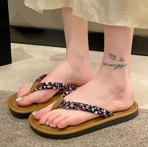 Women's Mixed Color Low Heel Flip Flops - Available at AfnoBazar Nepal