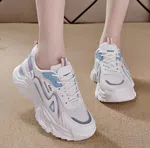 Women's Korean Style Chunky Sneakers with Iridescent Panels - White and Blue - Available at AfnoBazar Nepal