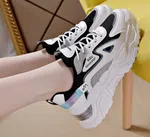 Women's Korean Style Lace-Up Platform Casual Shoes - Black and White - Available at AfnoBazar Nepal
