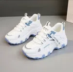 Women's Korean Style Lace-Up Platform Casual Shoes - Blue and White - Available at AfnoBazar Nepal