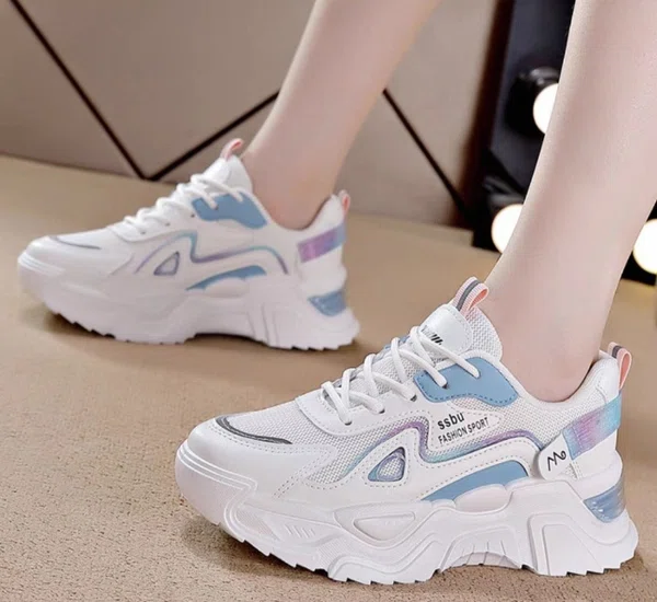 Women's Korean Style Lace-Up Platform Casual Shoes - Black and White - Available at AfnoBazar Nepal