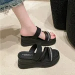 Women's Platform Wedge Sandals with Sparkle Straps - Available at AfnoBazar Nepal