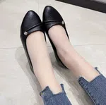Women's Soft Leather Block Heel Shoes - Black - Available at AfnoBazar Nepal