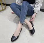 Women's Soft Leather Block Heel Shoes - Black and Grey - Available at AfnoBazar Nepal