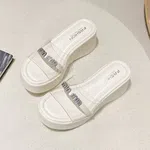 Women's Off White Crystal Strap Platform Sandals - Available at AfnoBazar Nepal