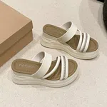 Women's Beige Platform Wedge Sandals with Sparkle Straps - Available at AfnoBazar Nepal